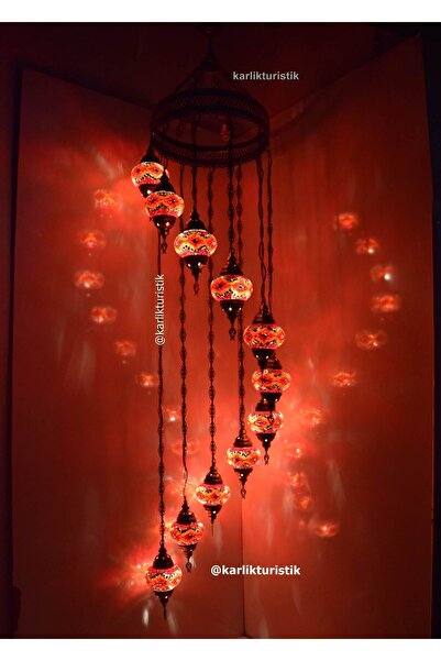 karlıkturistik Mozaik Sarkıt Avize 11li Galeri Boşluğu Tavan Lambası Renkli E...