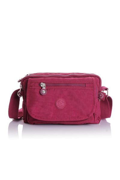 Getcho Elenor Women's Burgundy Crossbody Bag Multi-Eye Waterproof Fabric Crinkle Lightweight Daily Zippered Model