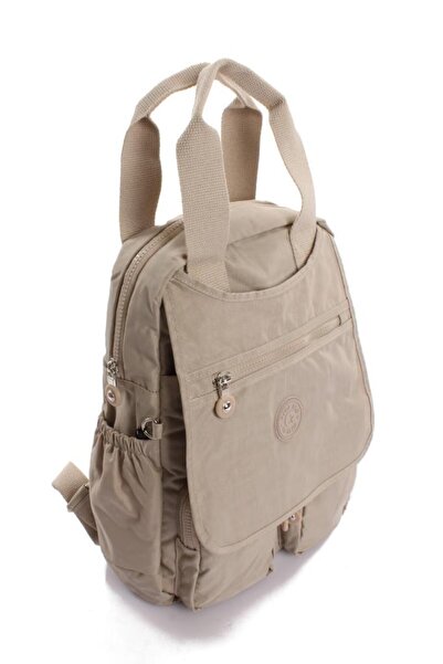 Getcho Varena Women's Cream Backpack Multi-Eye Waterproof Daily Crinkle Wide Bag with Laptop Compartment