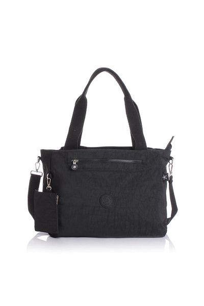 Getcho Tuder Black Women's Daily Shoulder Bag Multi-Compartment Waterproof Crinkle Lightweight Fabric Sports Bag