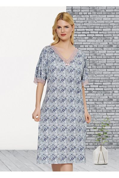 Cotpark 12104 Model - Short Sleeve, Plus Size, Lace Nightgown