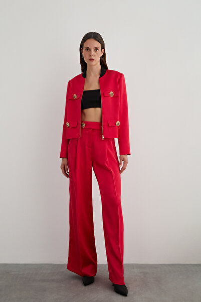 GİZİA Gold Düğme Detaylı Pembe Ceket