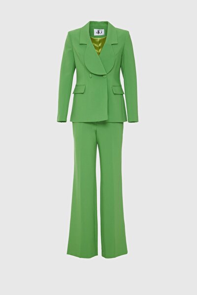 Green Set with Palazzo Pants with Double Buttons