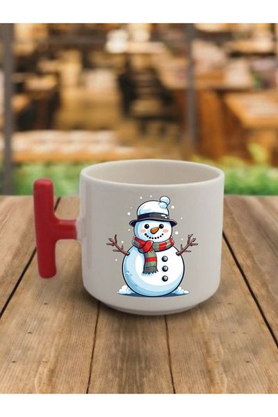 lili hediyelik Cute Snowman Themed Coffee Cup Mug Cup - Ceramic Tea, Coffee Gift Cup