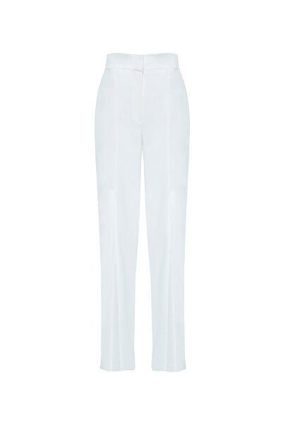 GİZİA Ön Ortası Yırtmaçlı Bol Paça Ekru Pantolon