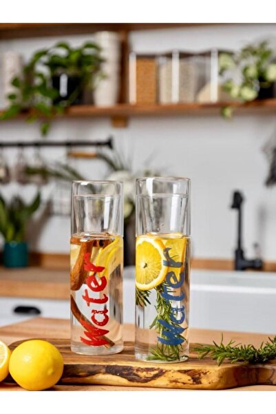 BuNeBox Water Borosilikat Bardaklı Cam Baş Ucu Sürahisi 650 ML - KIRMIZI