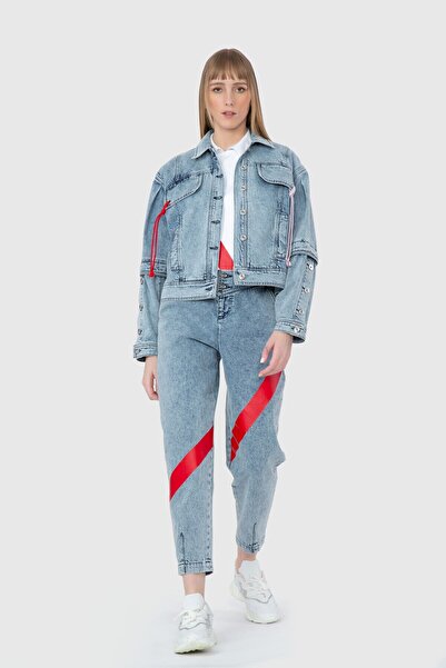 GİZİA Baskı Detaylı Lacivert Ceket