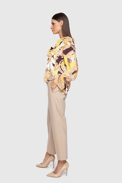 GİZİA Frilly Collar Patterned Blouse