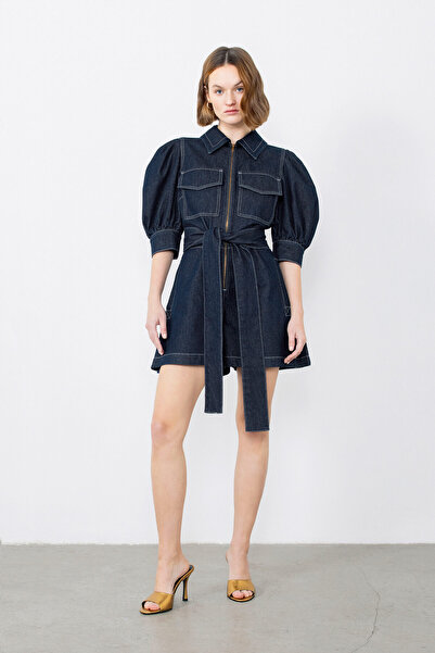 GİZİA Nakışlı Işleme Detaylı Kuşaklı Jean Tulum