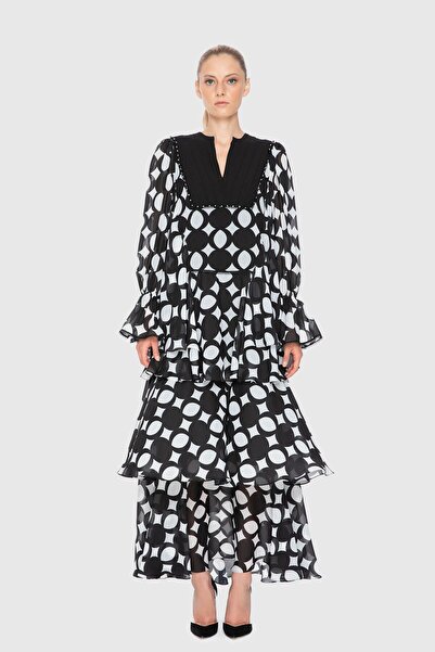GİZİA Işleme Detaylı Desenli Uzun Elbise
