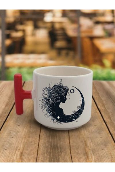 lili hediyelik Women's And Moon Themed Coffee Cup Mug - Ceramic Tea, Coffee Gift Cup