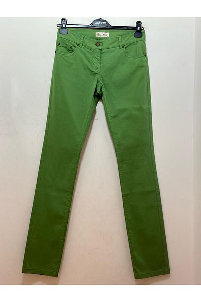 AYHAN Five Pocket Pipe Leg Low Waist Trousers