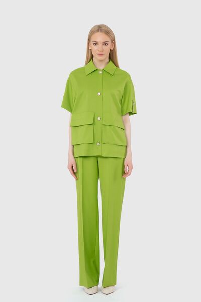 GİZİA Oversize Metalik Düğmeli Yeşil Ceket