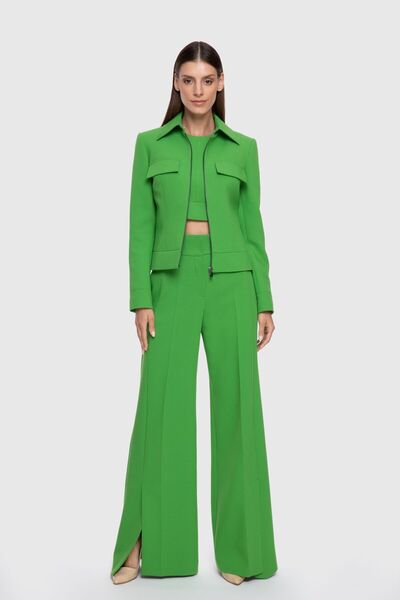 GİZİA Fermuarlı Kup Detaylı Yeşil Ceket