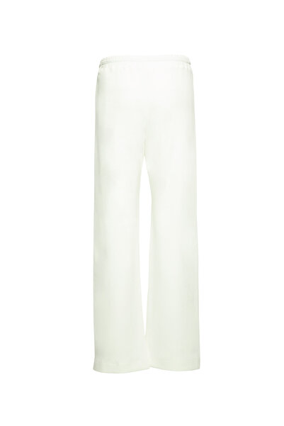 kı.we Bağcık Kordonlu Bol Paçalı Eşofman Örme Ekru Pantolon