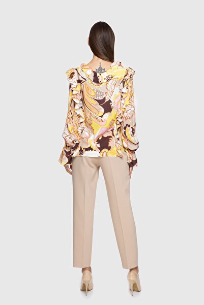 GİZİA Frilly Collar Patterned Blouse