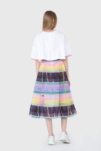 GIZIA SPORT Printed Oversize White Crop