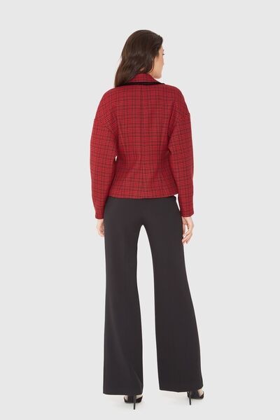 kı.we Ekose Palazzo Pantolonlu Kırmızı Takım Elbise