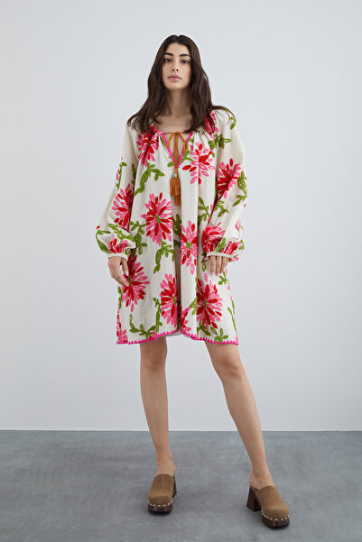 GİZİA Çiçek Desenli Pembe Elbise