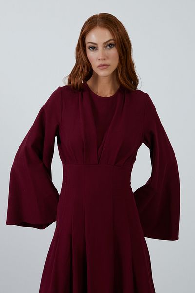 kı.we Crew Neck Midi Length Red Dress