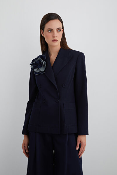 GİZİA Çıkarılabilir Jean Çiçek Detaylı Cepli Ceket