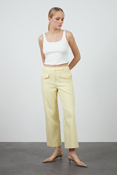 GİZİA Cep Kapağı Detaylı Sarı Pantolon