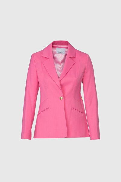 GİZİA Fit Kesim Blazer Tek Düğmeli Pembe Ceket