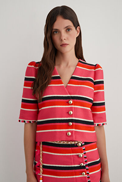 GİZİA Kol Ucu Püskül Detaylı Gold Düğmeli Ceket