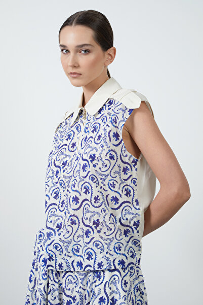 GİZİA Fermuar Detaylı Önü Desenli Bluz