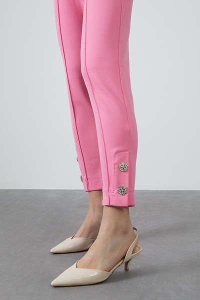 GIZIA SPORT Paçası Düğme Detaylı Beli Lastikli Pembe Eşofman