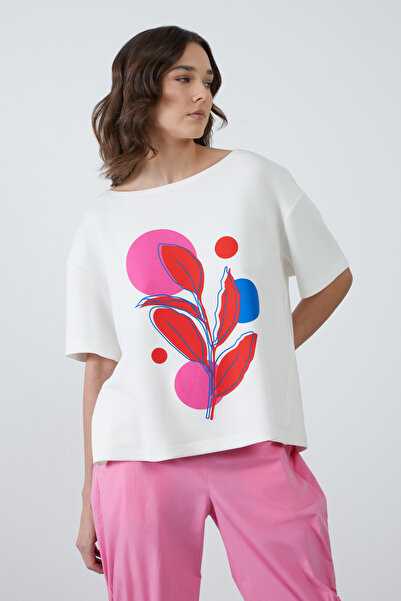 GİZİA Baskı Detaylı Arkası Bağlamalı Ekru Bluz