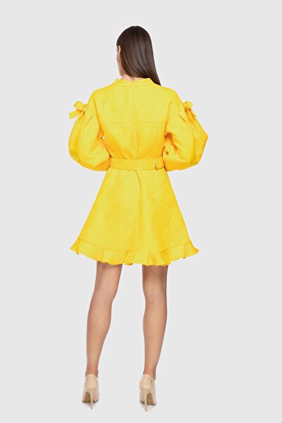 GİZİA Kemer Detaylı Sarı Mini Etek