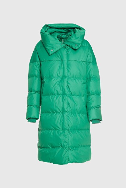 GİZİA Kapüşonlu Midi Boy Yeşil Şişme Mont
