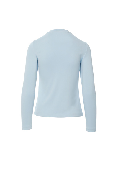 GIZIA SPORT Yakası Işleme Detaylı Uzun Kollu Basic Mavi Tshirt