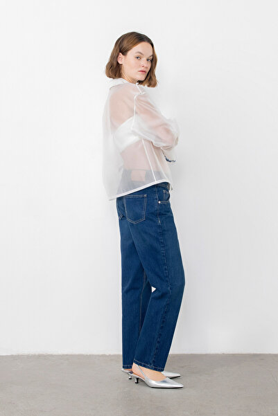 GİZİA See-through White Shirt with Stripe Accessory