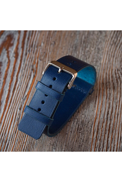 Ventum Craft 22 mm Nato Model Mavi, Hakiki Deri el yapımı kordon