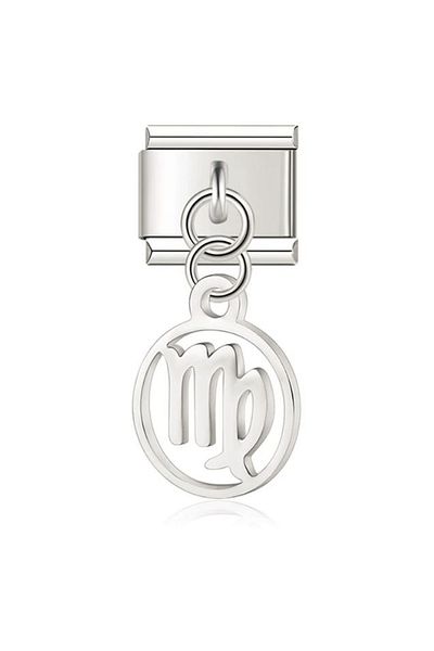 Naturel Tılsım Stainless Steel Italian Virgo Constellation Embroidered 9mm Charm