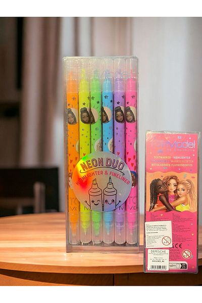 TAROS KIRTASİYE TOP MODEL 6-PIECE DOUBLE SIDED NEON COLOR SEALED PAINT PEN