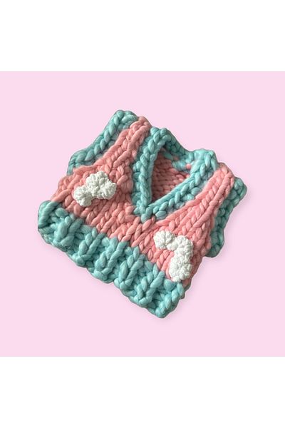 Bohostic Pink Baby Blue Puffy Cloudy Special Design Sweater Merino Wool
