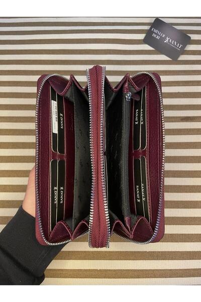 SANAT LEATHER SL-2155 double zipper 16 pcs card entrance compartment genuine leather UNISEX wallet ART LEATHER