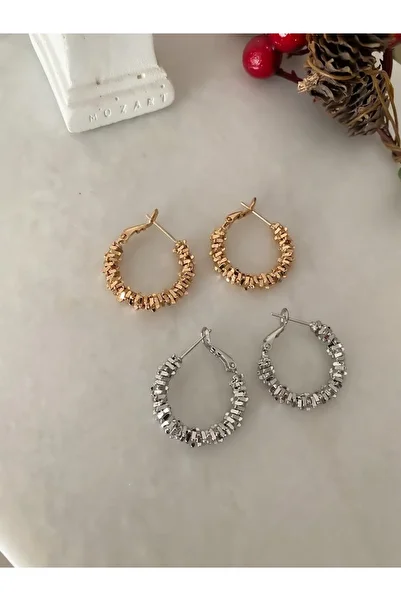 MELENY Lenaca Model Serrated Gold Hoop Earrings