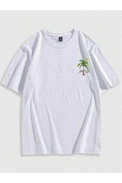 Jose Clothing Μπλουζάκι Unisex Λευκό εμπριμέ από οργανικό βαμβάκι Oversize με κοντό μανίκι