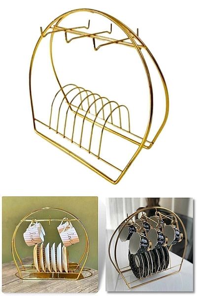 PULCA SHOP Gold 6 Hooks Cup Hanger Luxury Cup Stand Cup Holder Cup Organizer