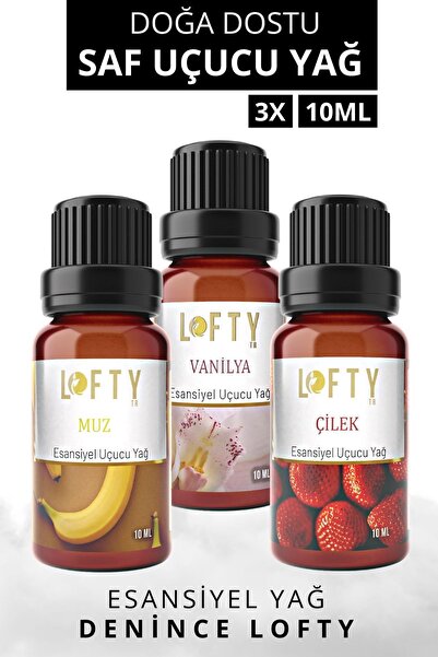 Lofty Çilek, Muz, Vanilya Uçucu Yağ Buhurdanlık Esansı Oda Kokusu Esansiyel Y...