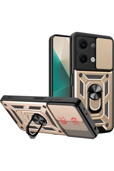 m.tk moveteck Xiaomi Redmi Note 13 Pro 5g Case Camera Protected with Sliding Ring Armor Military Tank Skid Cover