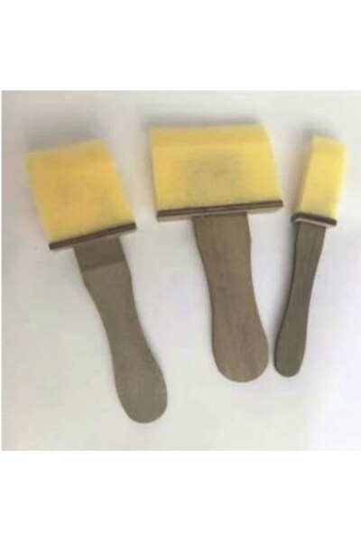 STENCİLTASARIM 3 lü Ahşap Saplı Sünger Vernik Fırçası