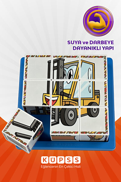 KÜPSS Çalışkan Araçlar Küp Puzzle - 6 Farklı Yapboz
