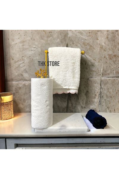 THK STORE Marble Hand Towel Holder Paper Towel Holder Figured Kitchen and Bathroom Organizer