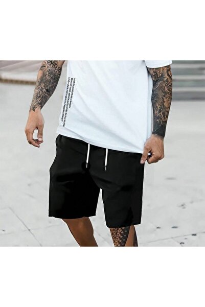 FİTGO Pantaloni scurți negri confortabili pentru bărbați de mărime mare