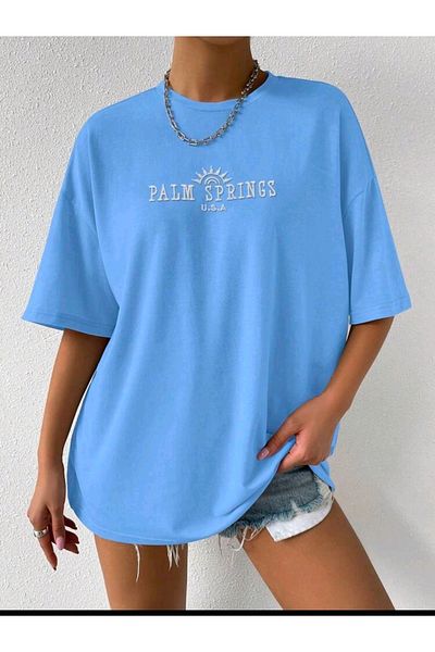 mercoledi Tricou casual oversize cu imprimeu Palm Springs SUA pentru damă, prieten